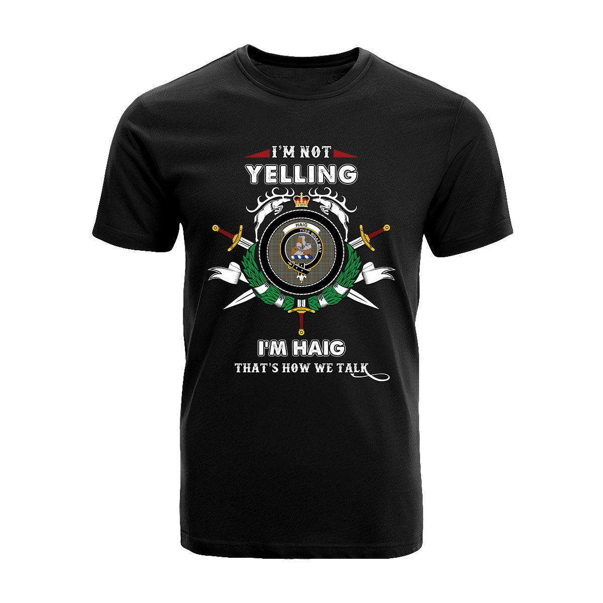 Haig Tartan Crest T-shirt - I'm not yelling style