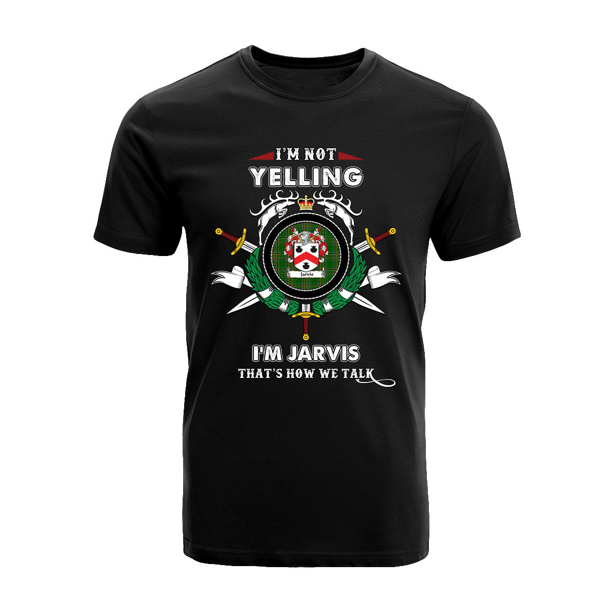 Jarvis Tartan Crest T-shirt - I'm not yelling style