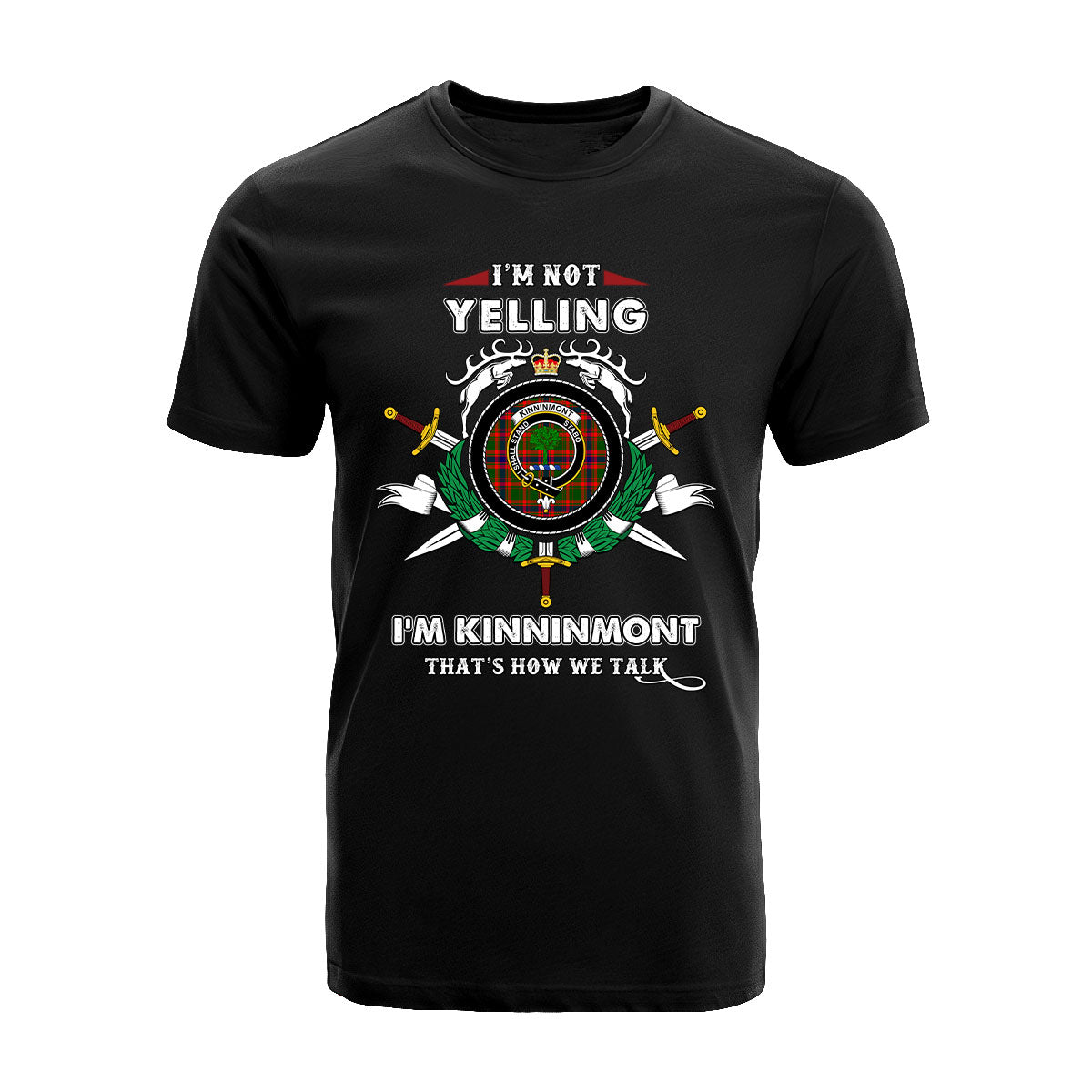 Kinninmont Tartan Crest T-shirt - I'm not yelling style