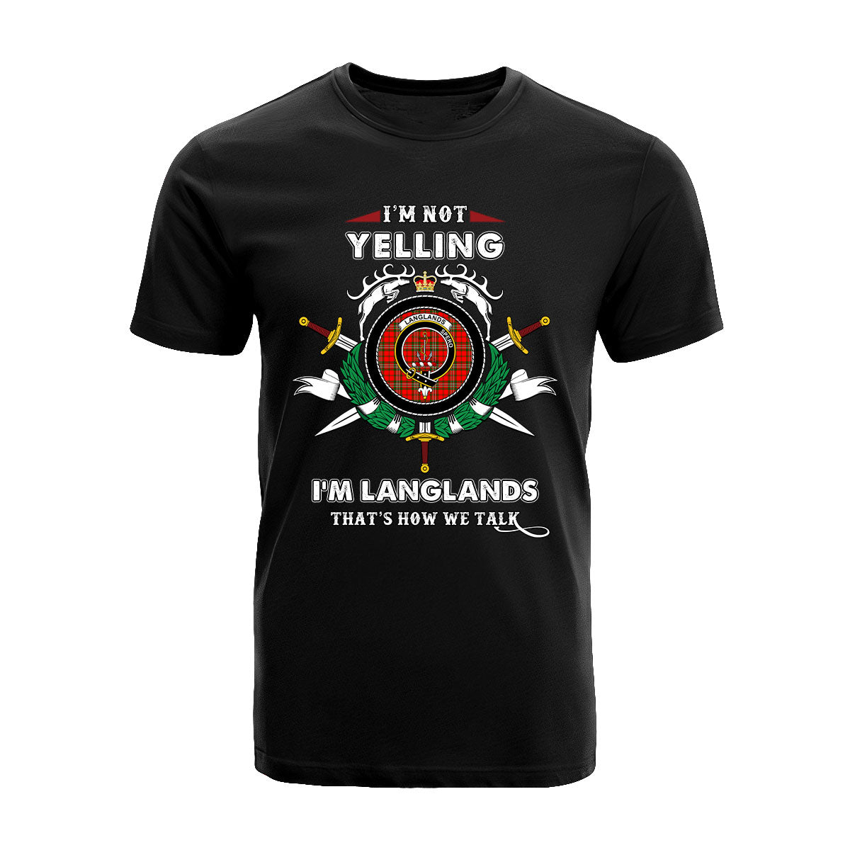 Langlands Tartan Crest T-shirt - I'm not yelling style