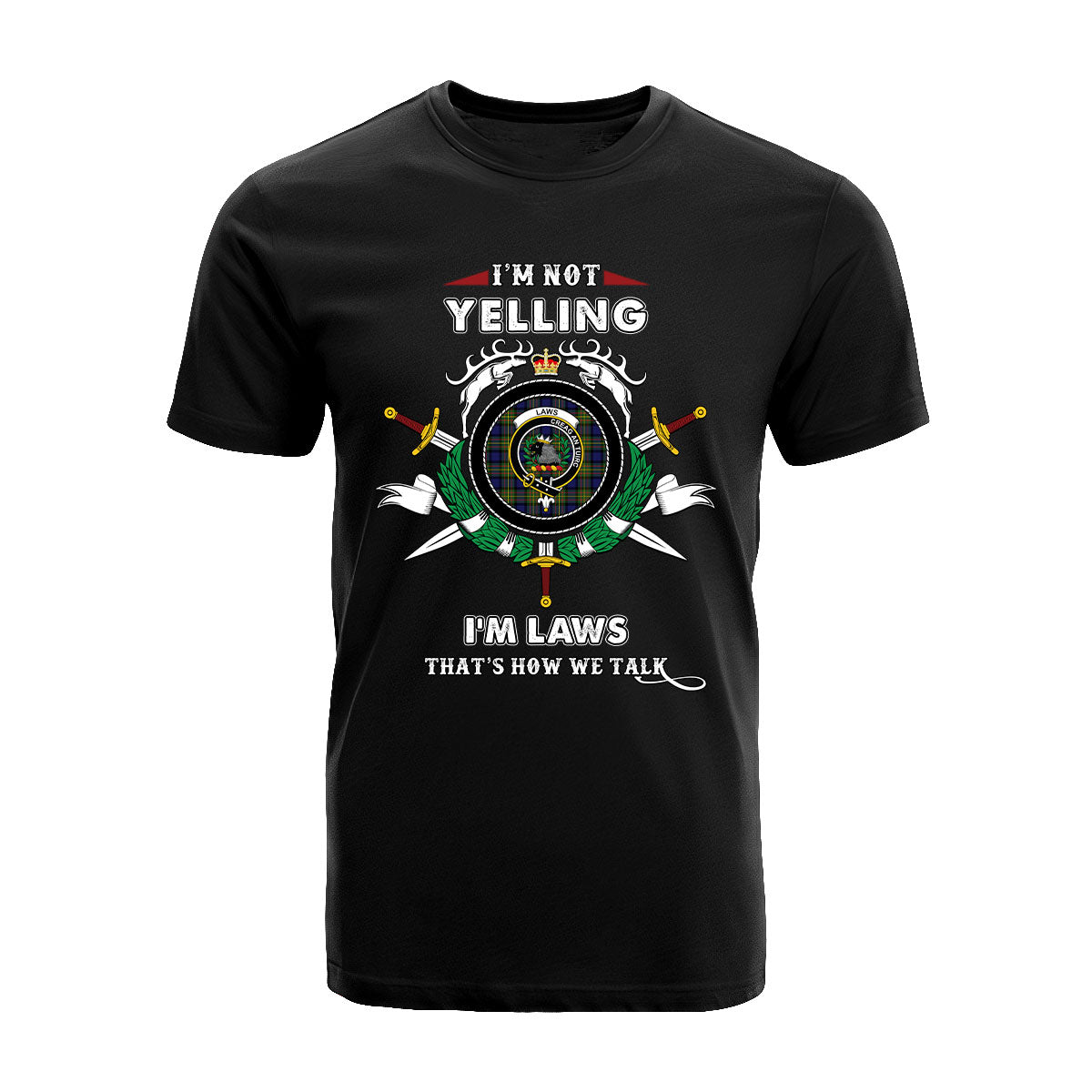 Laws Tartan Crest T-shirt - I'm not yelling style