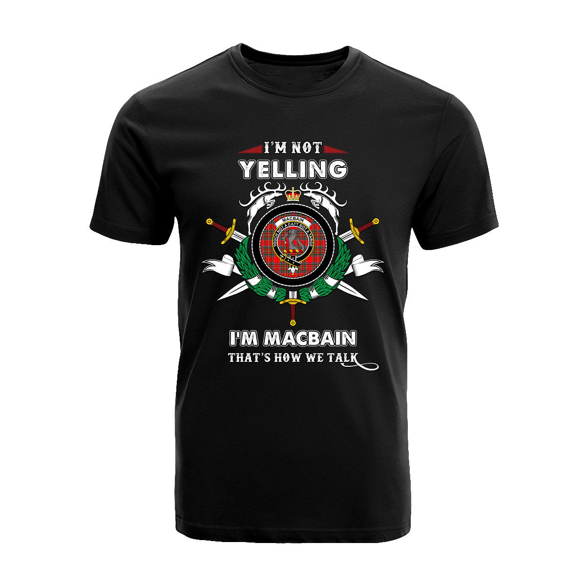 MacBain Tartan Crest T-shirt - I'm not yelling style