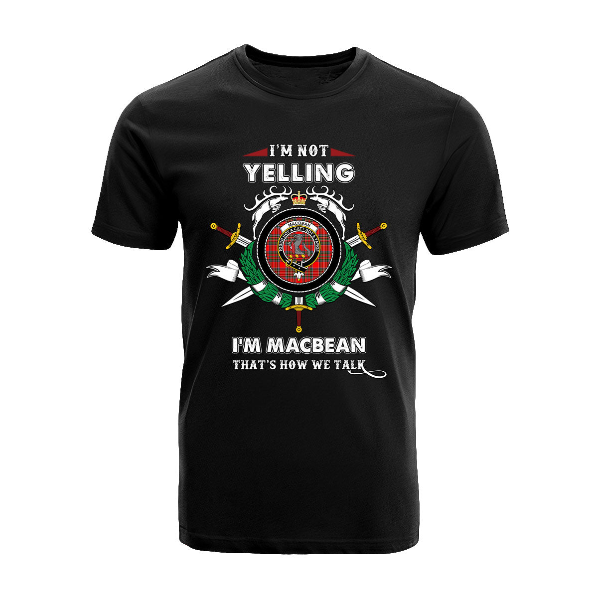 MacBean Tartan Crest T-shirt - I'm not yelling style