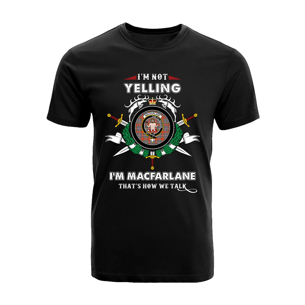 MacFarlane Tartan Crest T-shirt - I'm not yelling style