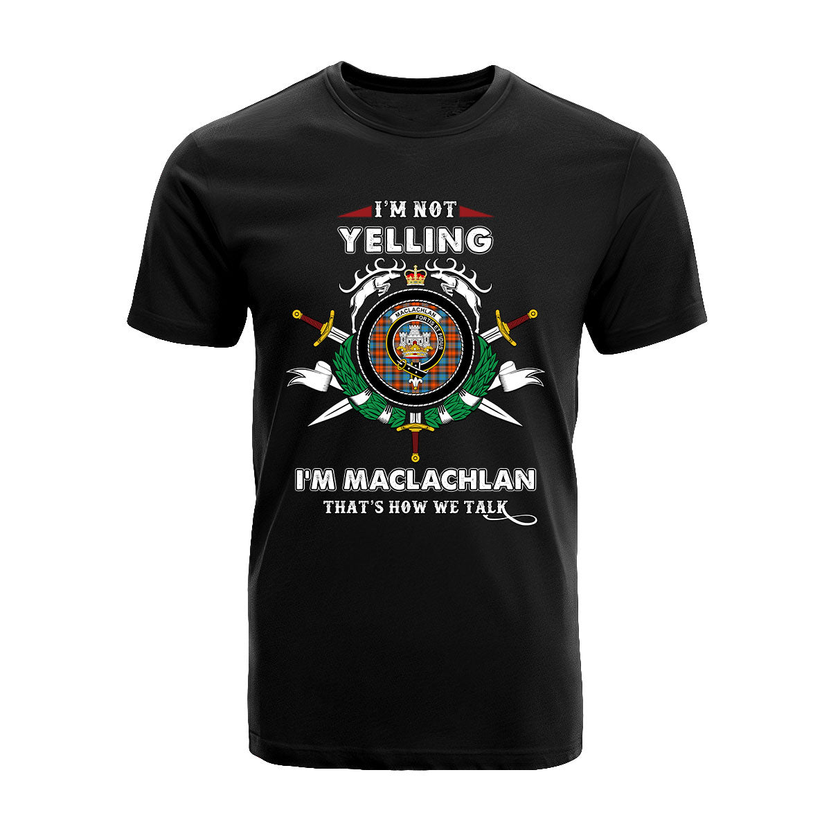 MacLachlan Tartan Crest T-shirt - I'm not yelling style