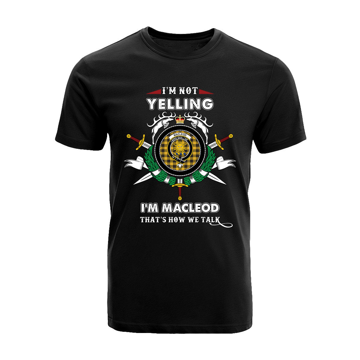 MacLeod Of Lewis Tartan Crest T-shirt - I'm not yelling style