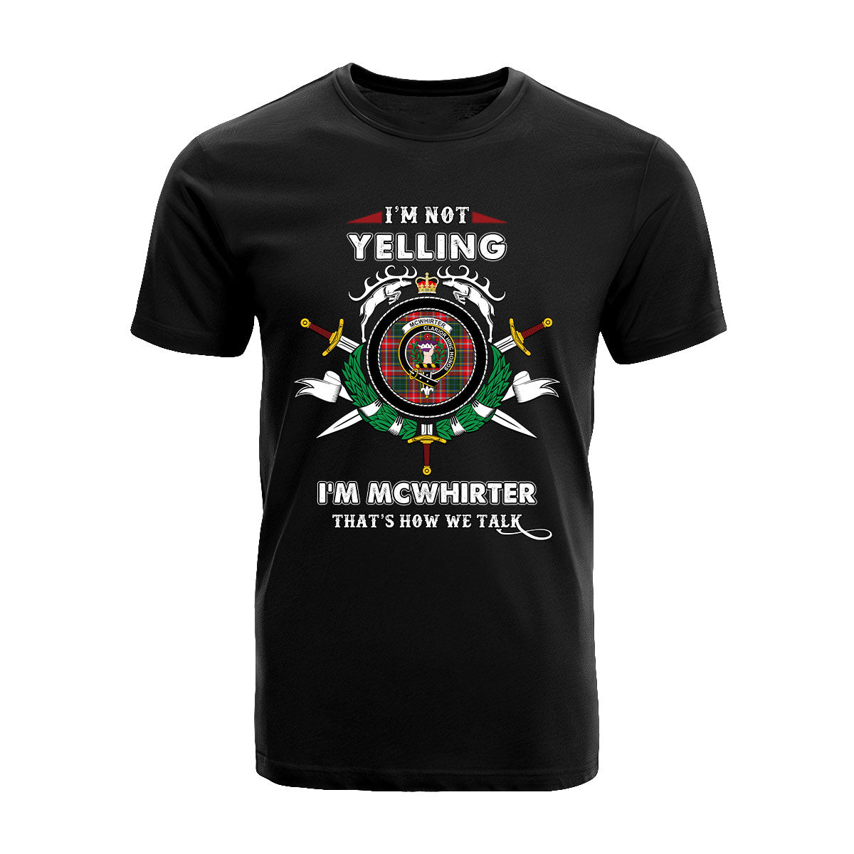 McWhirter Tartan Crest T-shirt - I'm not yelling style