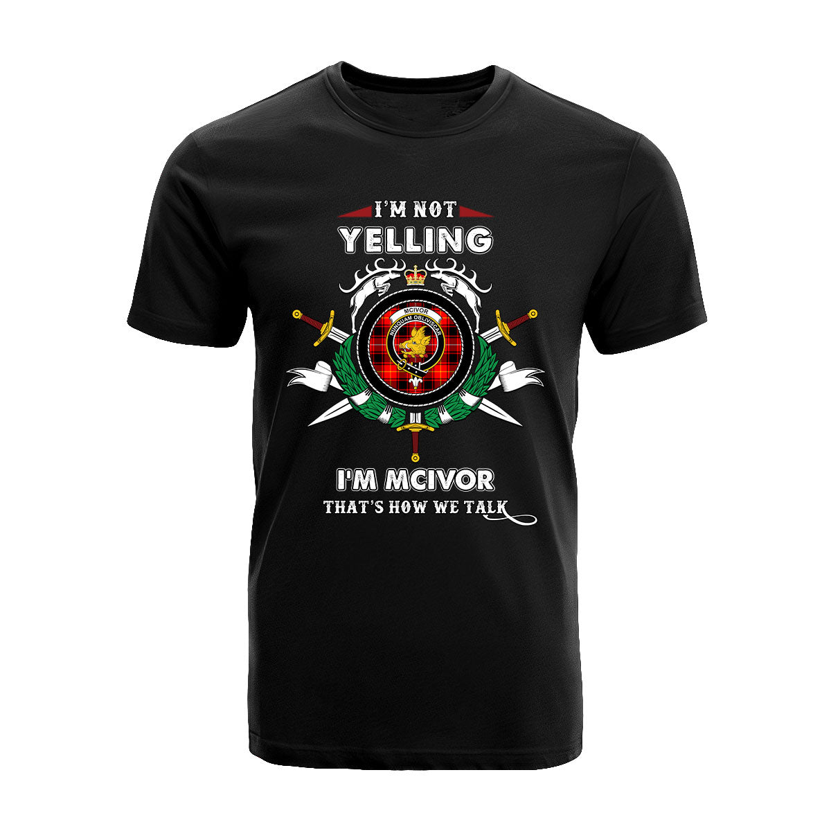 McIvor Tartan Crest T-shirt - I'm not yelling style