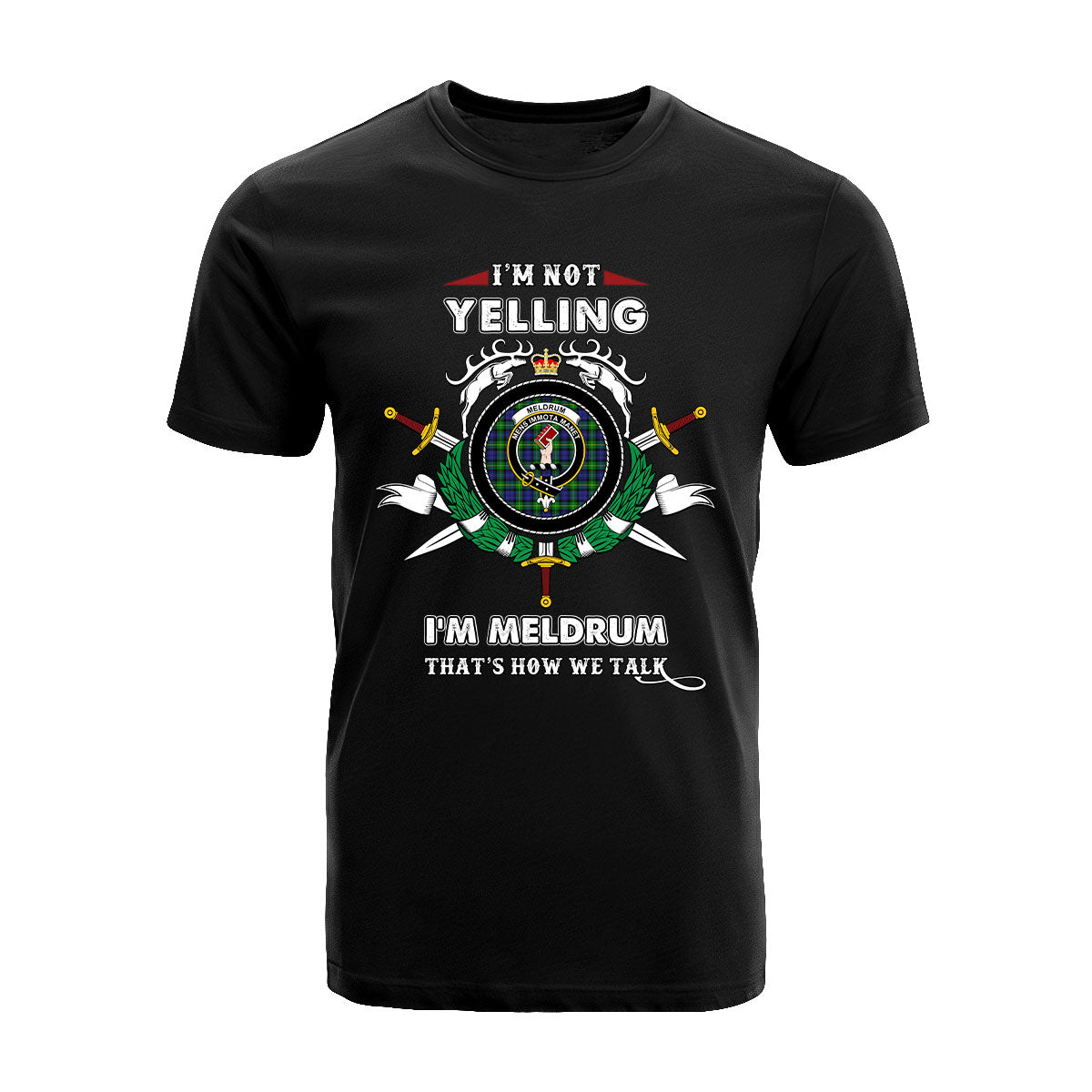 Meldrum Tartan Crest T-shirt - I'm not yelling style