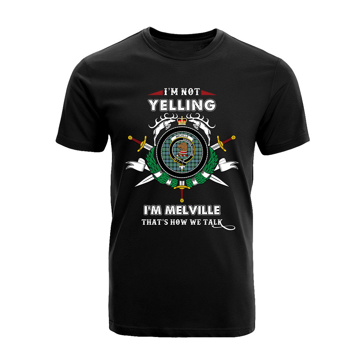 Melville Tartan Crest T-shirt - I'm not yelling style