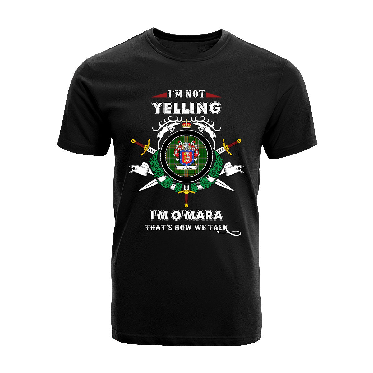 O’Mara Tartan Crest T-shirt - I'm not yelling style