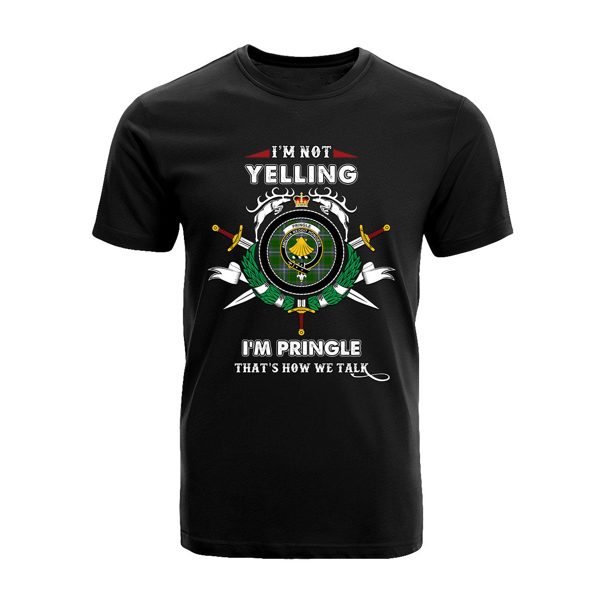 Pringle Tartan Crest T-shirt - I'm not yelling style