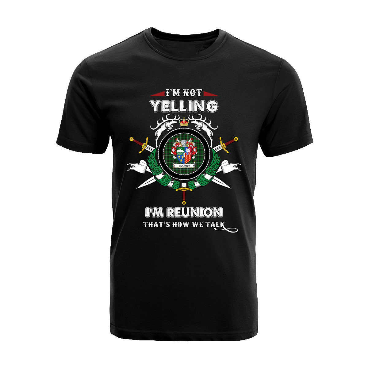 Reunion Tartan Crest T-shirt - I'm not yelling style