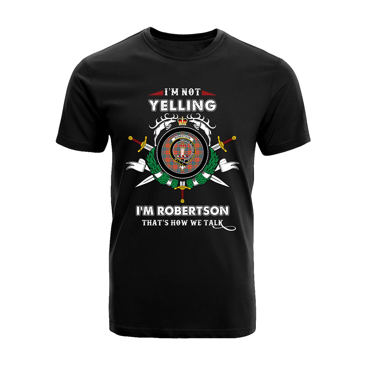 Robertson Tartan Crest T-shirt - I'm not yelling style