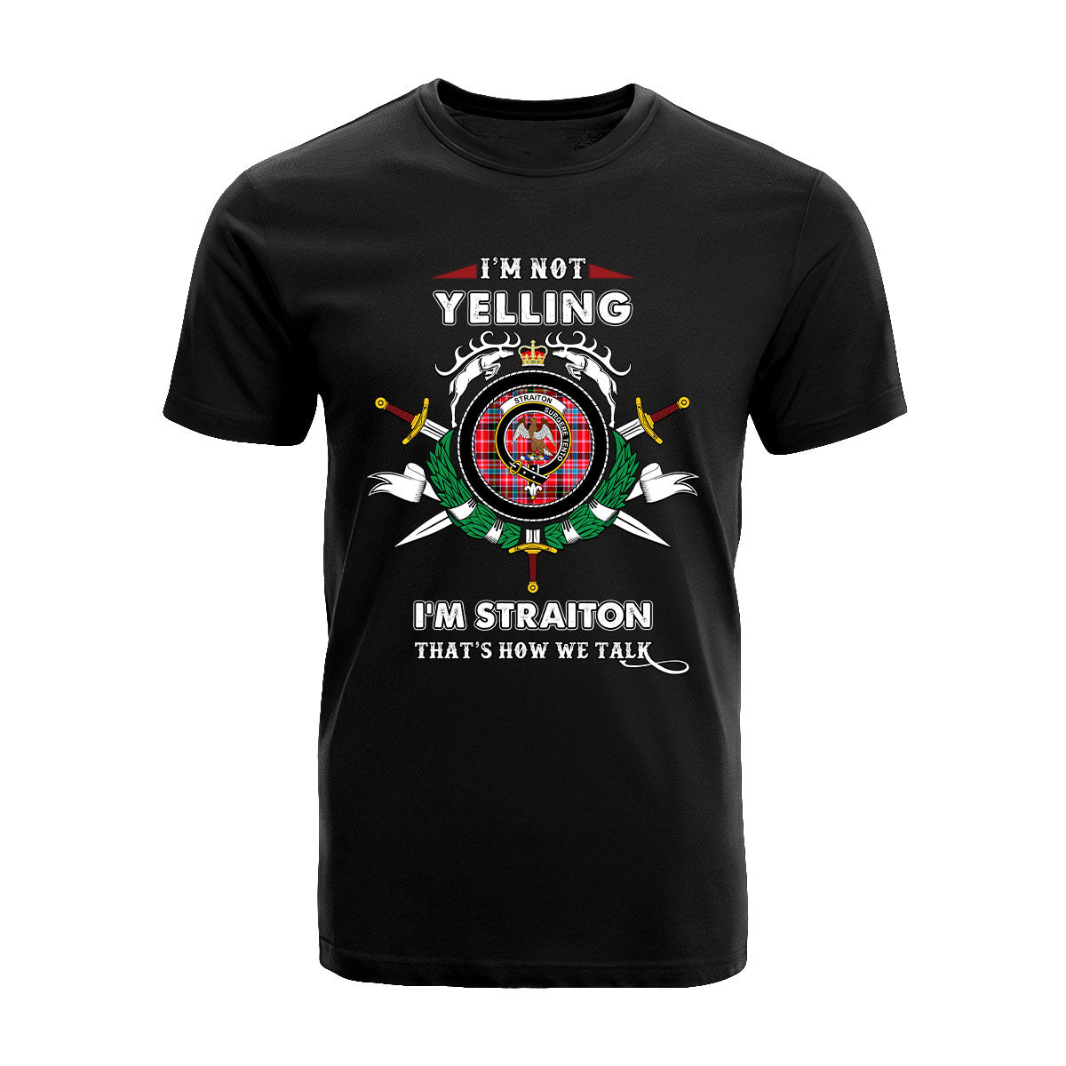 Straiton Tartan Crest T-shirt - I'm not yelling style