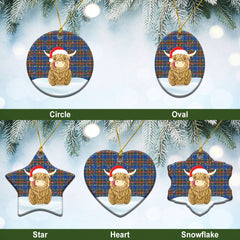 MacBeth Ancient Tartan Christmas Ceramic Ornament - Highland Cows Style