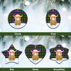 Whiteford Tartan Christmas Ceramic Ornament - Highland Cows Style