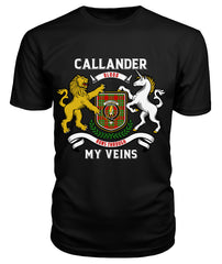 Callander Tartan Crest 2D T-shirt - Blood Runs Through My Veins Style