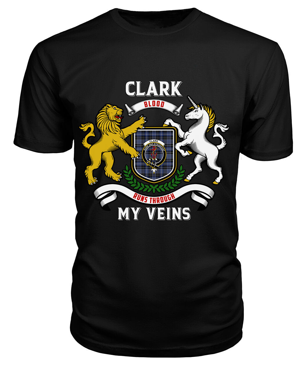 Clark Modern Tartan Crest 2D T-shirt - Blood Runs Through My Veins Style
