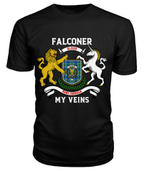 Falconer Tartan Crest 2D T-shirt - Blood Runs Through My Veins Style