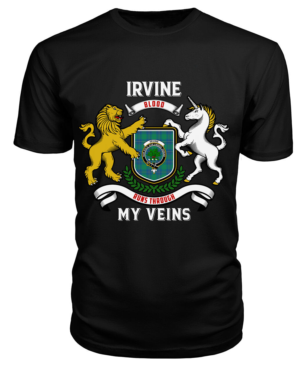 Irvine Ancient Tartan Crest 2D T-shirt - Blood Runs Through My Veins Style