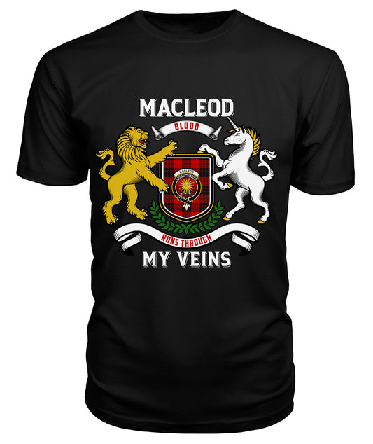 MacLeod of Raasay Tartan Crest 2D T-shirt - Blood Runs Through My Veins Style 1060