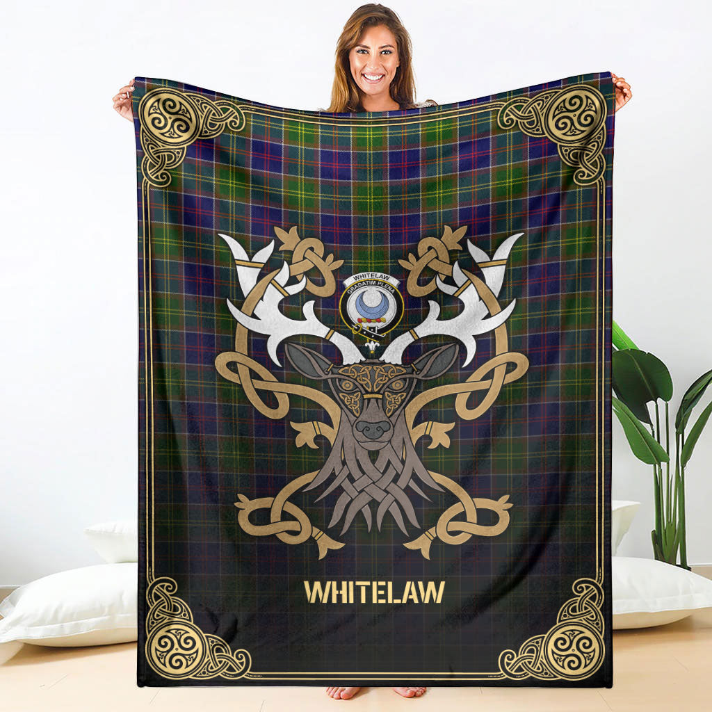 Whitelaw Tartan Crest Premium Blanket - Celtic Stag style