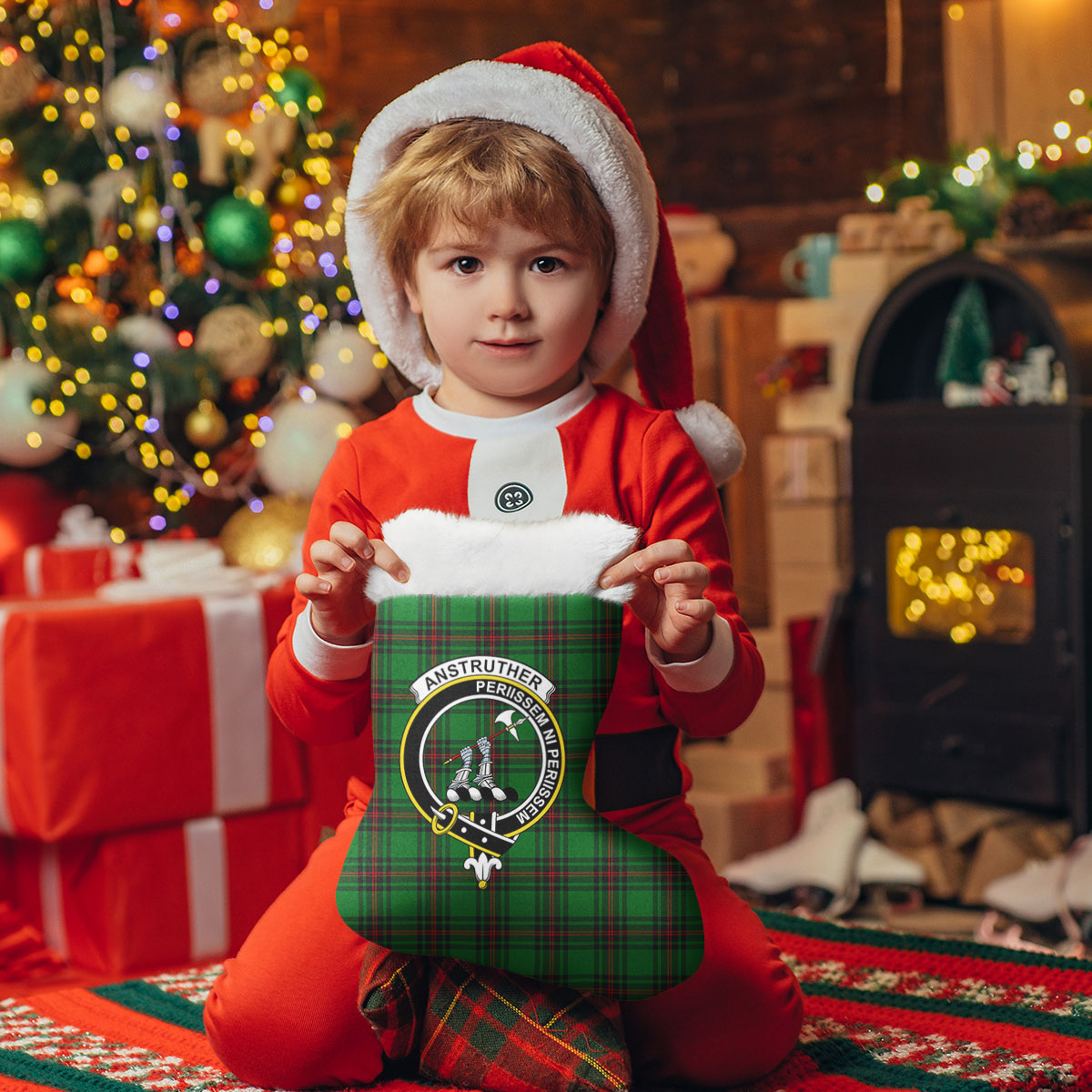 Anstruther Tartan Crest Christmas Stocking