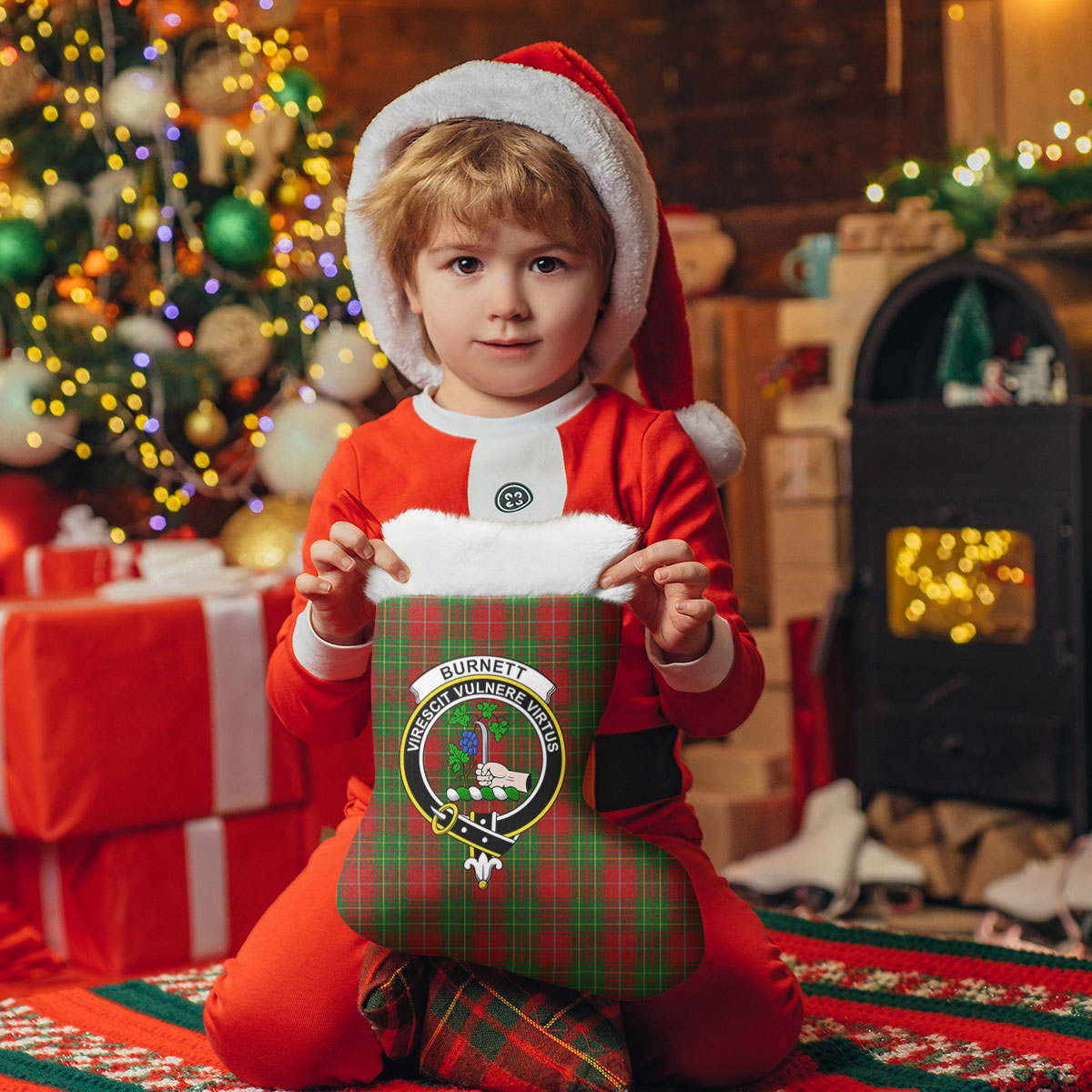 Burnett Tartan Crest Christmas Stocking