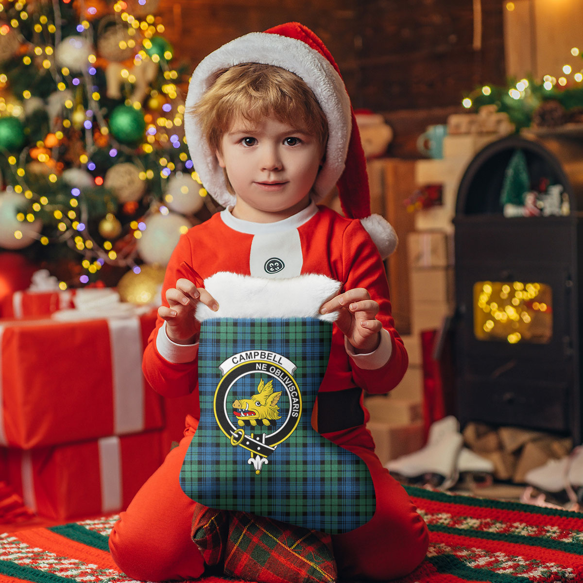 Campbell Ancient 02 Tartan Crest Christmas Stocking