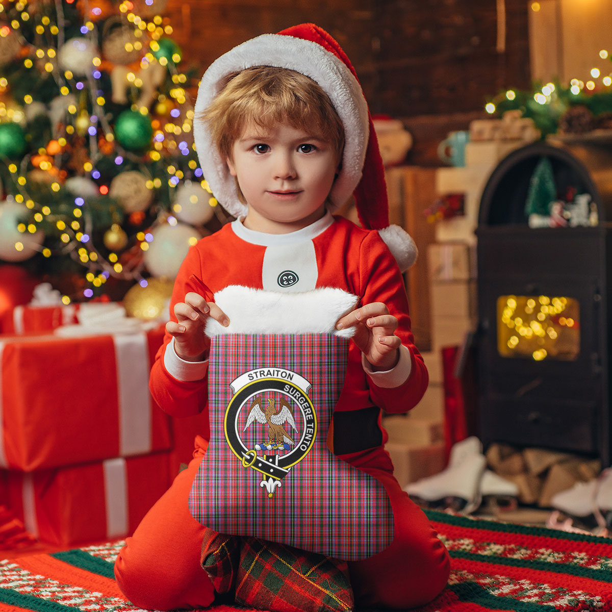 Straiton Tartan Crest Christmas Stocking