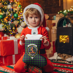 Sutherland Modern Tartan Crest Christmas Stocking