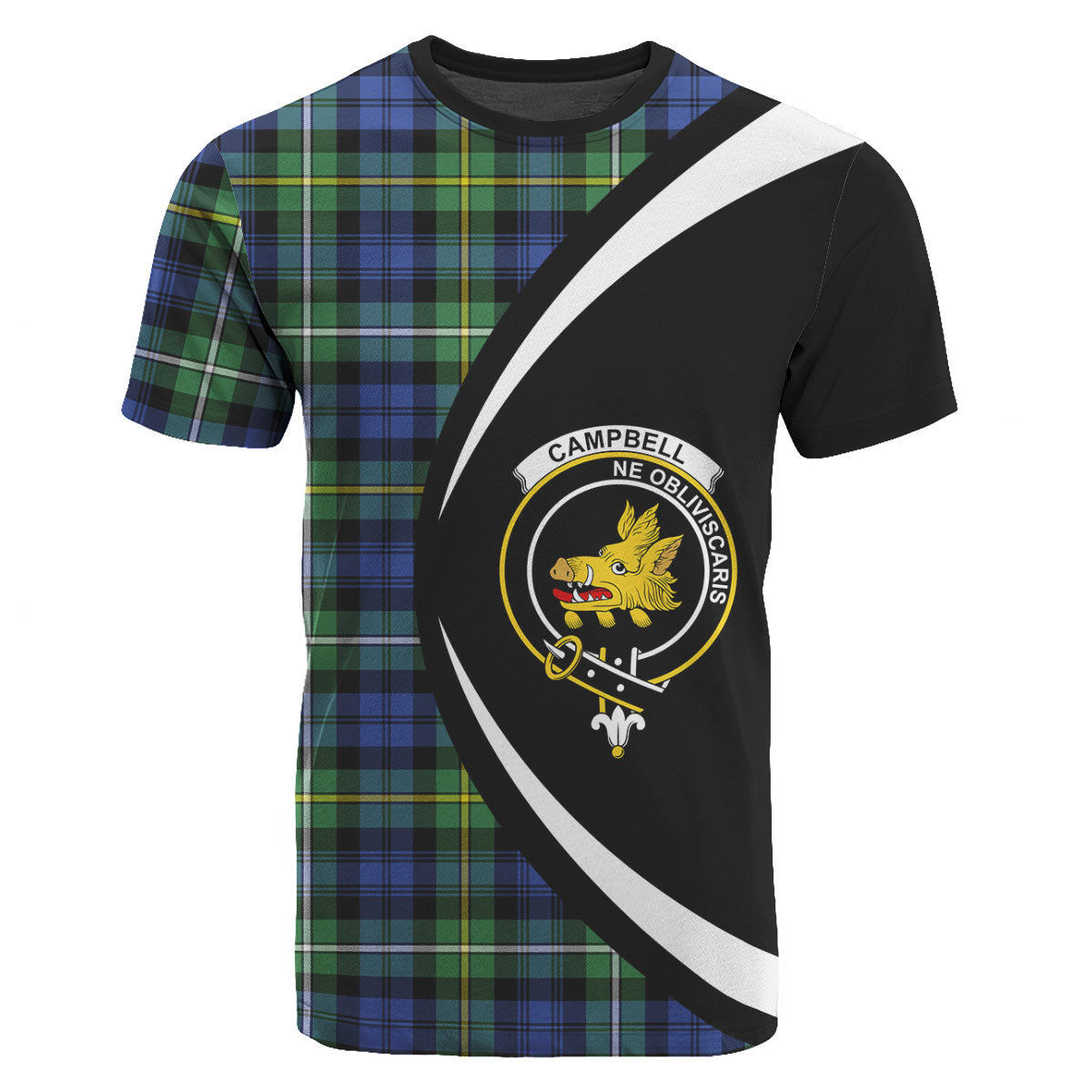 Campbell Argyll Ancient Tartan Crest T-shirt - Circle Style