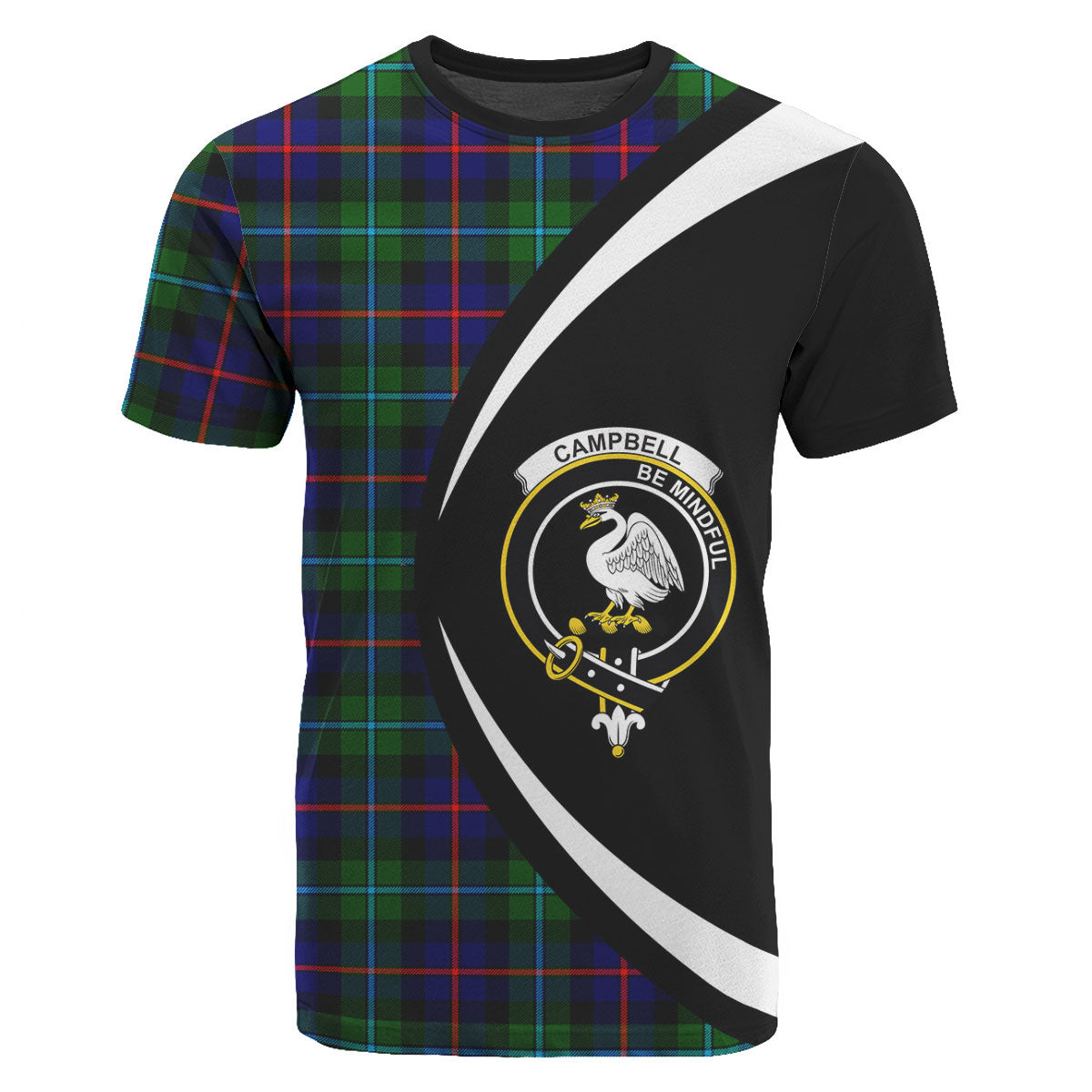 Campbell of Cawdor Modern Tartan Crest T-shirt - Circle Style