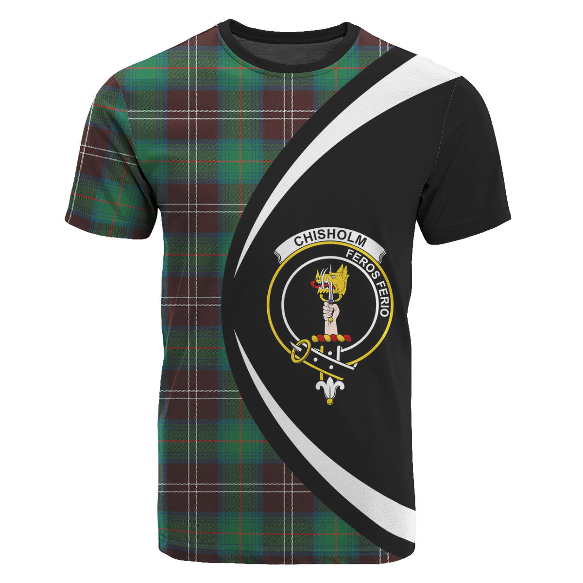 Chisholm Hunting Ancient Tartan Crest T-shirt - Circle Style