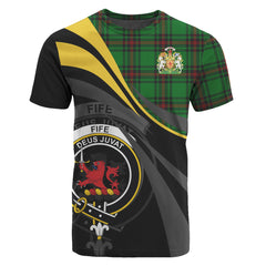 Fife District Tartan Crest T-shirt - Royal Coat Of Arms Style