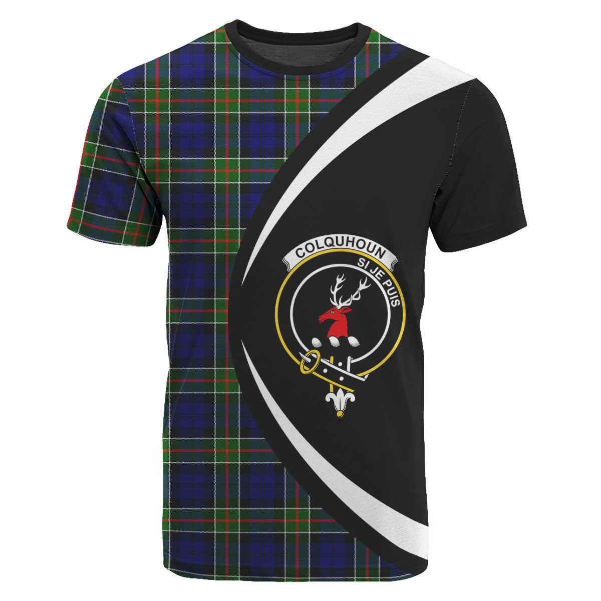 Colquhoun Modern Tartan Crest T-shirt - Circle Style