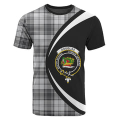 Douglas Grey Modern Tartan Crest T-shirt - Circle Style