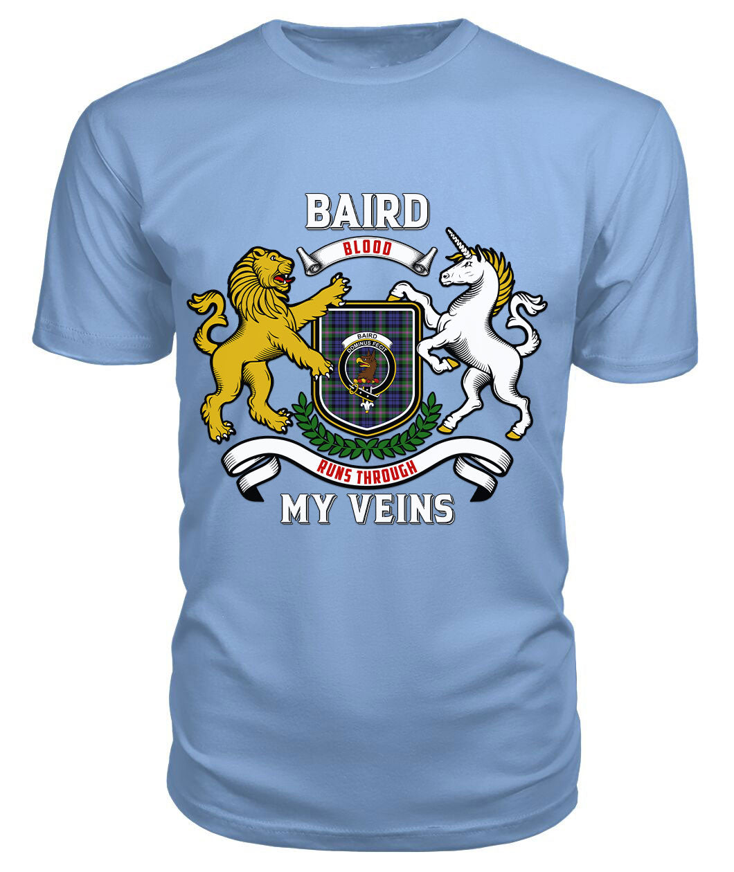 Baird Modern Tartan Crest 2D T-shirt - Blood Runs Through My Veins Style