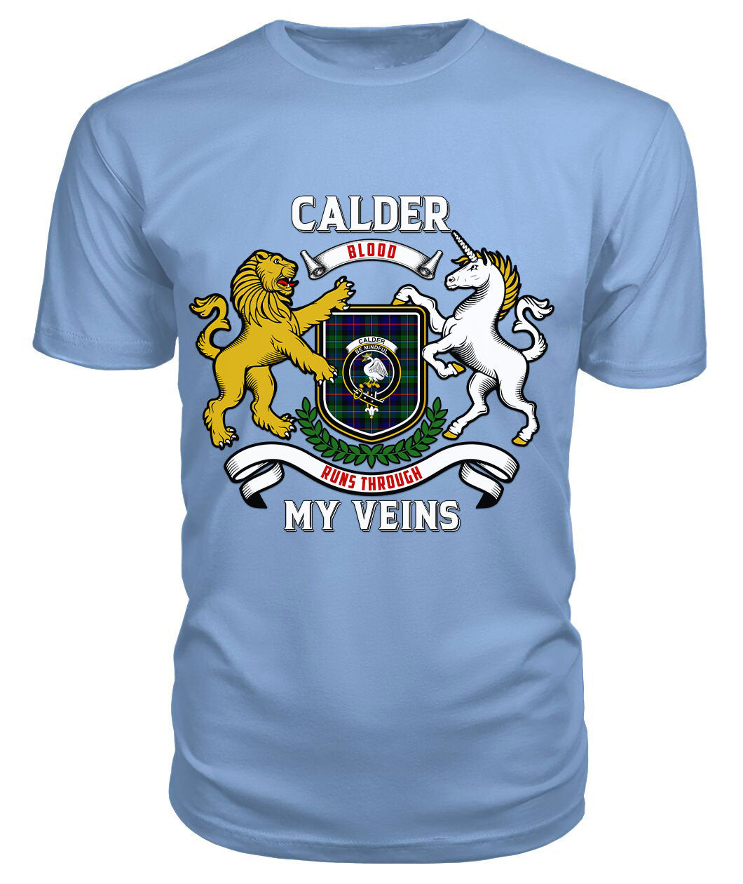 Calder (Calder-Campbell) Tartan Crest 2D T-shirt - Blood Runs Through My Veins Style