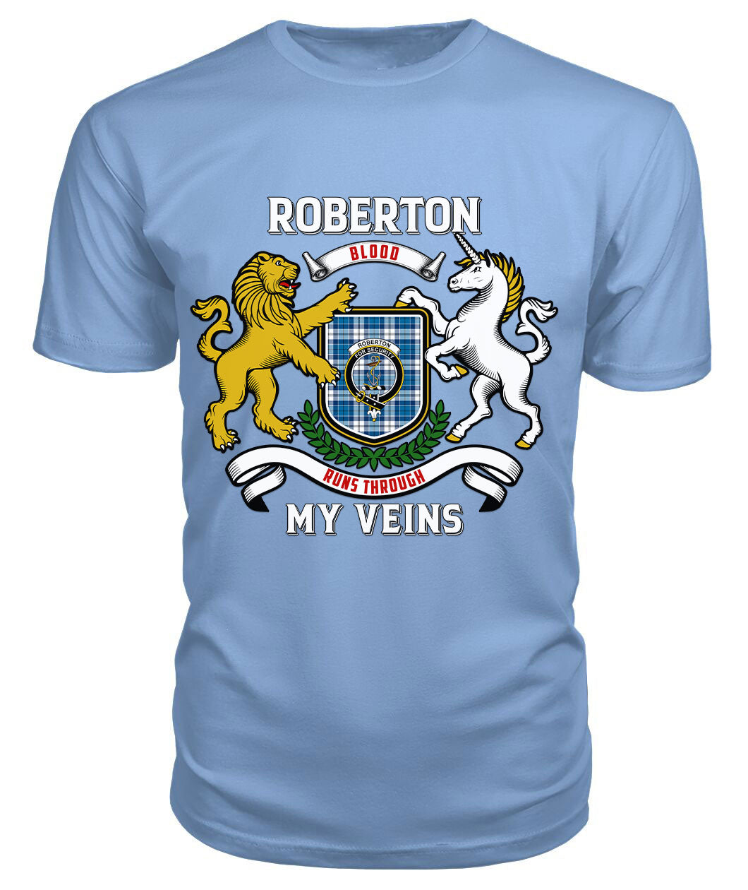 Roberton Tartan Crest 2D T-shirt - Blood Runs Through My Veins Style