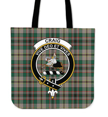 Craig Ancient Tartan Crest Tote Bag