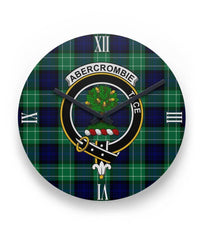 Abercrombie Family Tartan Crest Wall Clock (11 Round)
