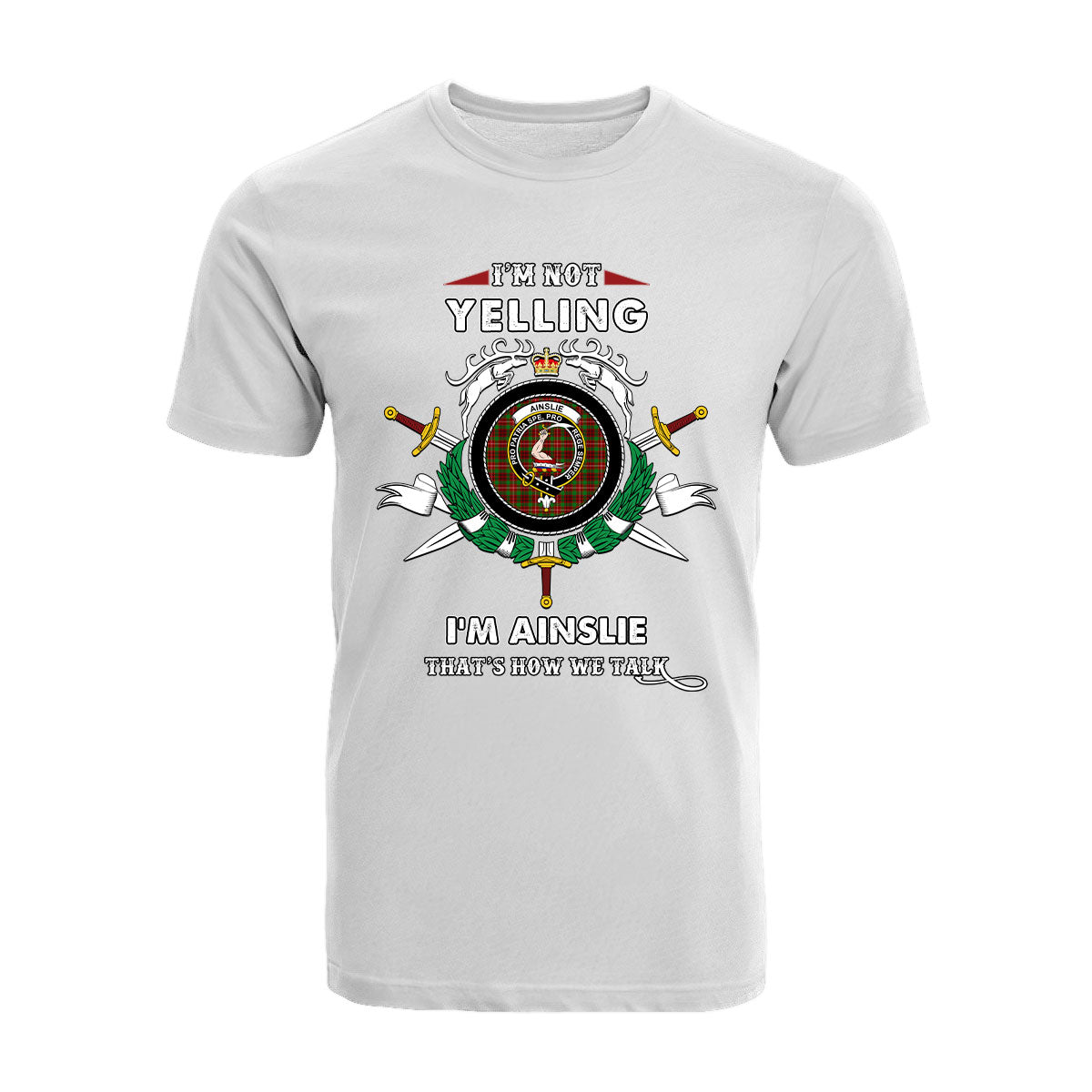 Ainslie Tartan Crest T-shirt - I'm not yelling style