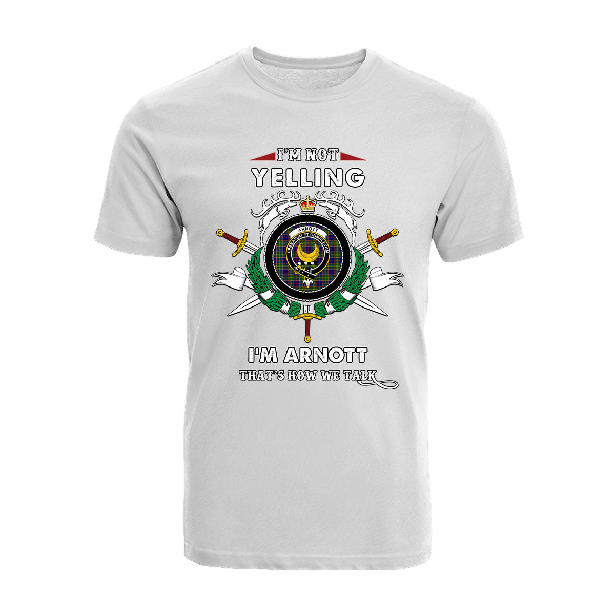 Arnott Tartan Crest T-shirt - I'm not yelling style