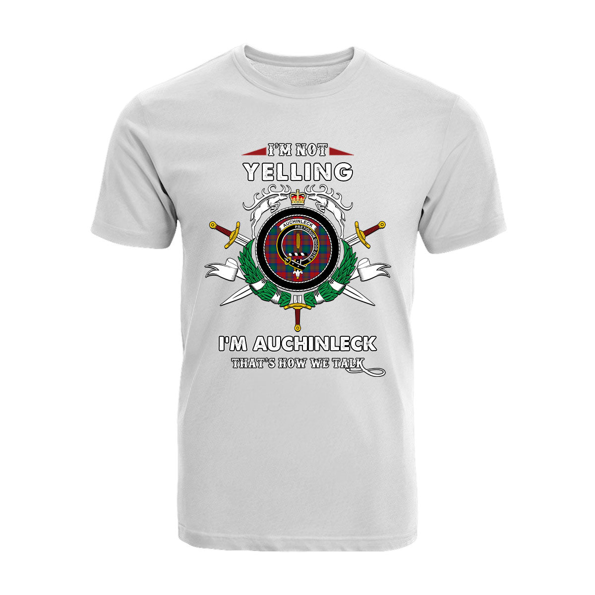 Auchinleck Tartan Crest T-shirt - I'm not yelling style