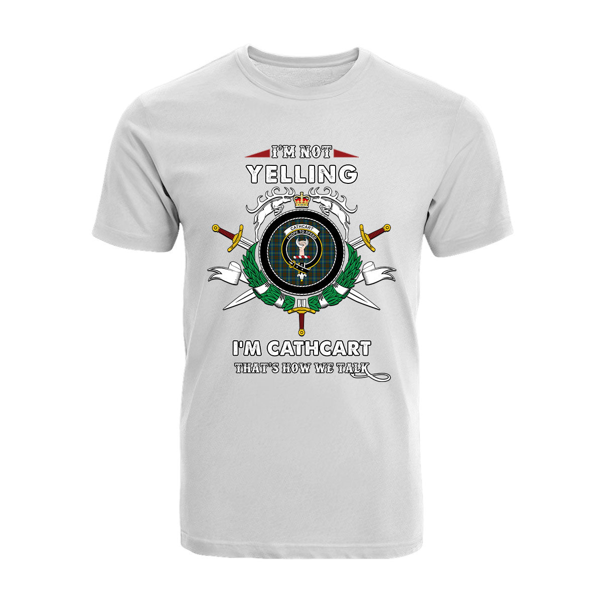 Cathcart Tartan Crest T-shirt - I'm not yelling style