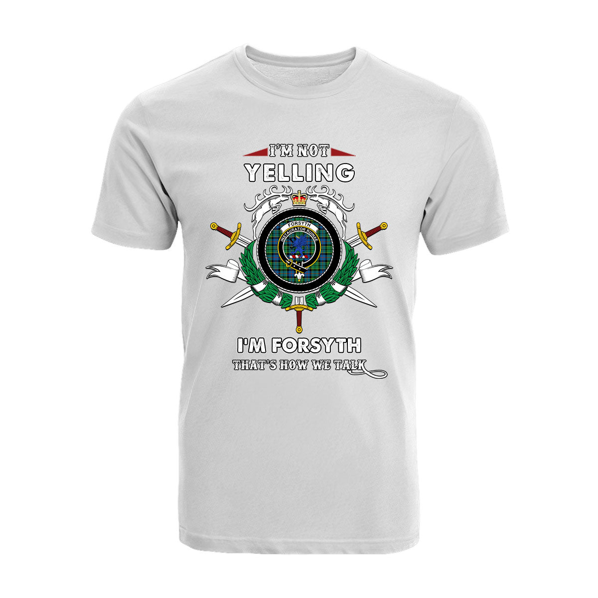 Forsyth Tartan Crest T-shirt - I'm not yelling style