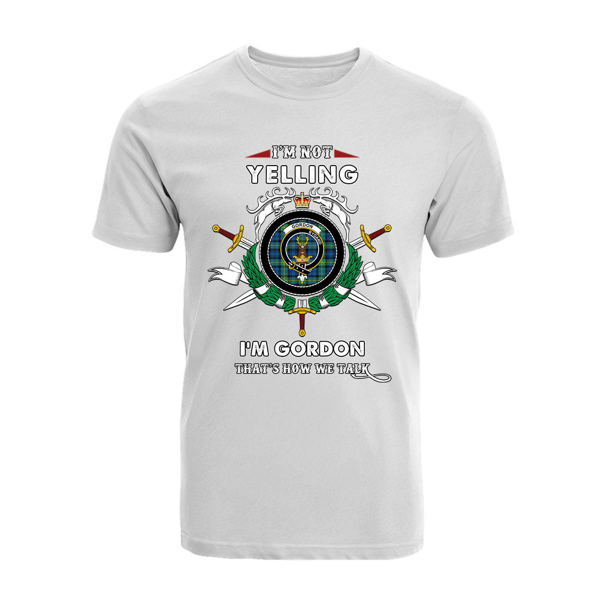 Gordon Tartan Crest T-shirt - I'm not yelling style