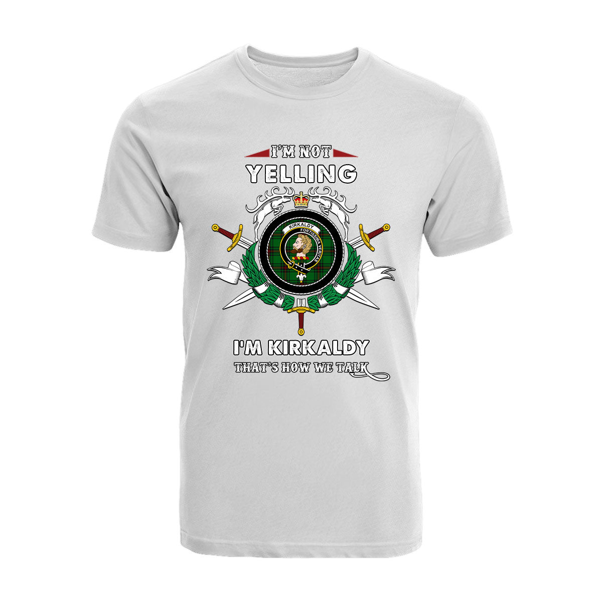 Kirkaldy Tartan Crest T-shirt - I'm not yelling style